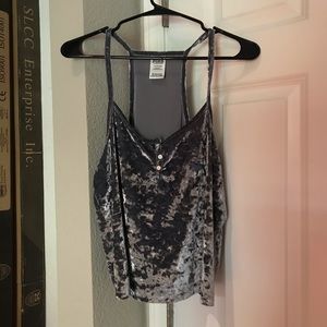vp pink crushed velvet tank